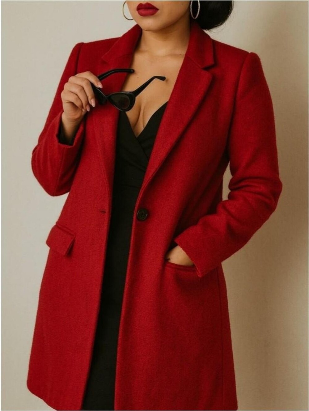 Zara Trafaluc Red Longline Coat S Tailored Blazer Jacket Office Siren Mob Wife